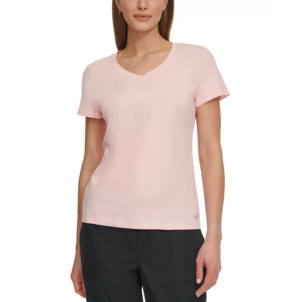DKNY Sport Womens V-Neck Short-Sleeve T-Shirt Tee Color: Crystal Rose Size XS